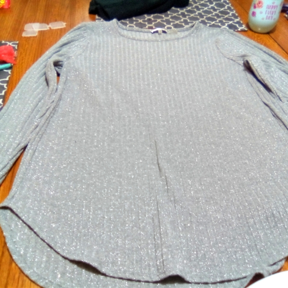 Grey sparkly woman's long sleeved top